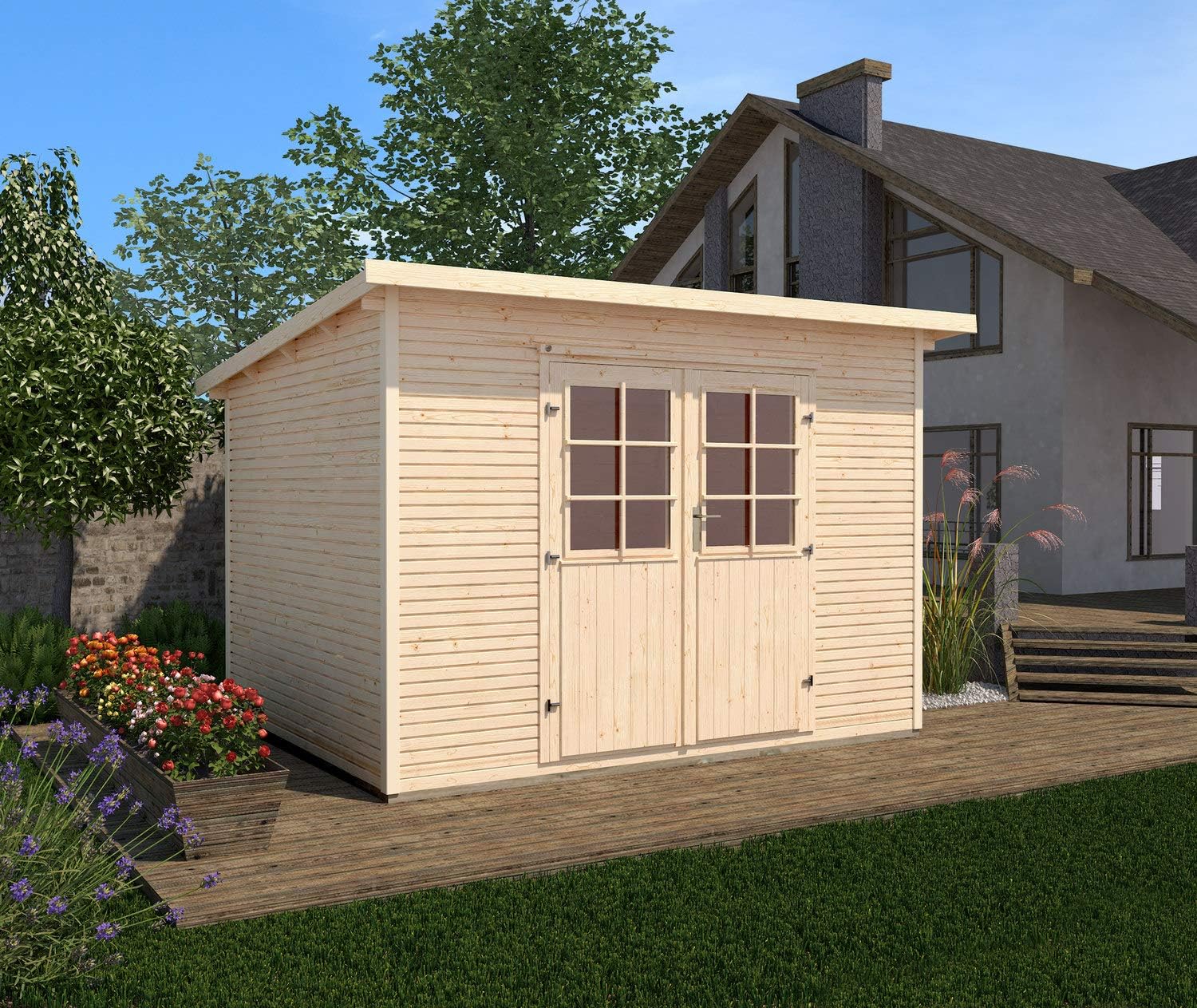 Weka Gartenhaus 218 Gr 2 28 Mm Flachdach Mit Wekaline Natur Et Amazon De Garten