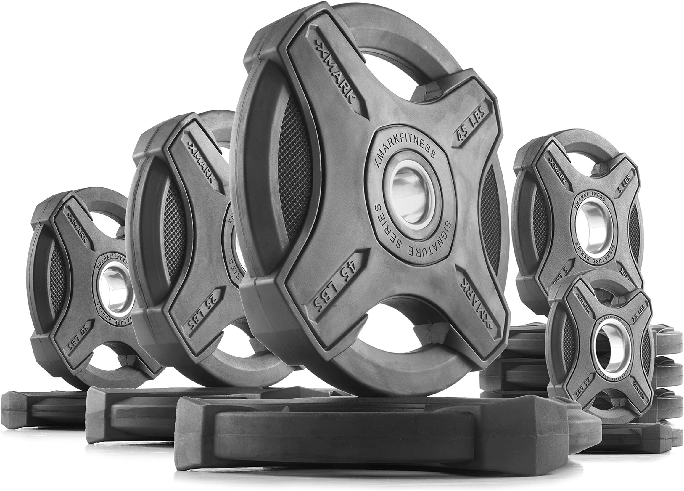 XMark Signature Plates, One-Year Warranty, Olympic Weight Plates, Cutting-Edge Design, Pairs and Sets, Use with 2 inch Olympic Bar
