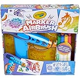 Crayola Marker Airbrush Spray Art Kit, 8 Washable Markers, 5 Stencils | Arts &amp; Crafts Toys for Kids, Birthday, Holiday Gifts for Girls &amp; Boys 6+, Battery-Powered Sprayer Kids Activities