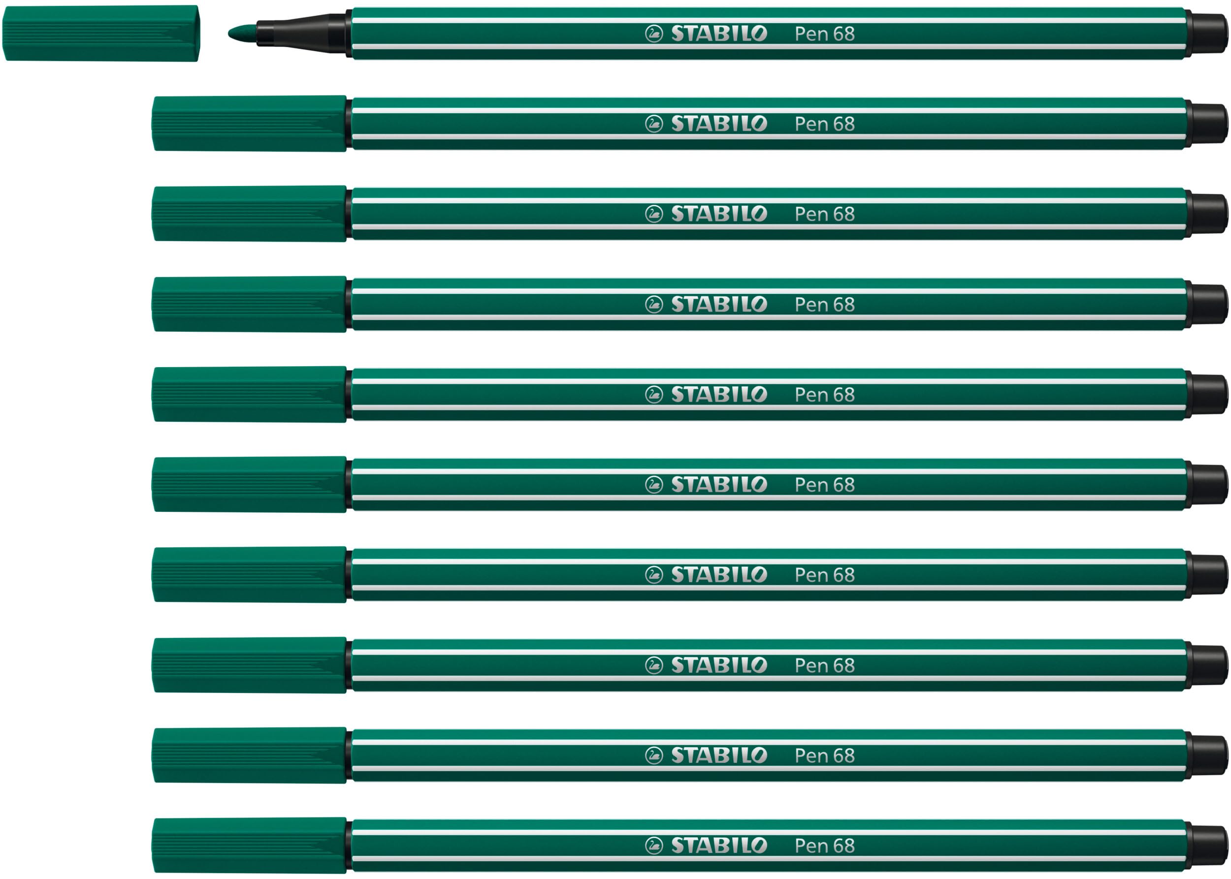 STABILO Pen 68 - Premium Fibre-Tip Pen - Pack of 10 - Turquoise Green — image 1