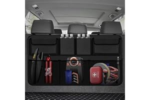Snuopfy Car Trunk Organizer and Storage, Backseat Hanging Organizer for SUV, Truck, MPV,Van Collapsible Cargo Storage Bag with 7 Pockets, Car Interior Accessories for Men and Women