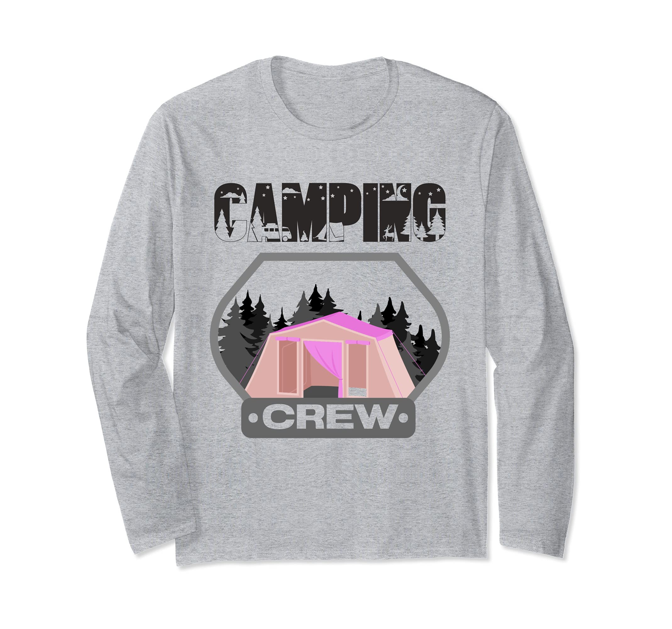 Family Camping Trip Matching Group Pink Tent Camping Crew Long Sleeve T-Shirt