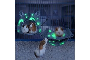 NOBGUM 2Pack Luminous Hamster Hanging Swing Warm Bed Hammocks, Glow in The Dark Small Animal Pet Hideout House Warm Nest Moon and Star Sleeping House, Ferret Hedgehog Squirrel Guinea Pig Cage Toy Accessories