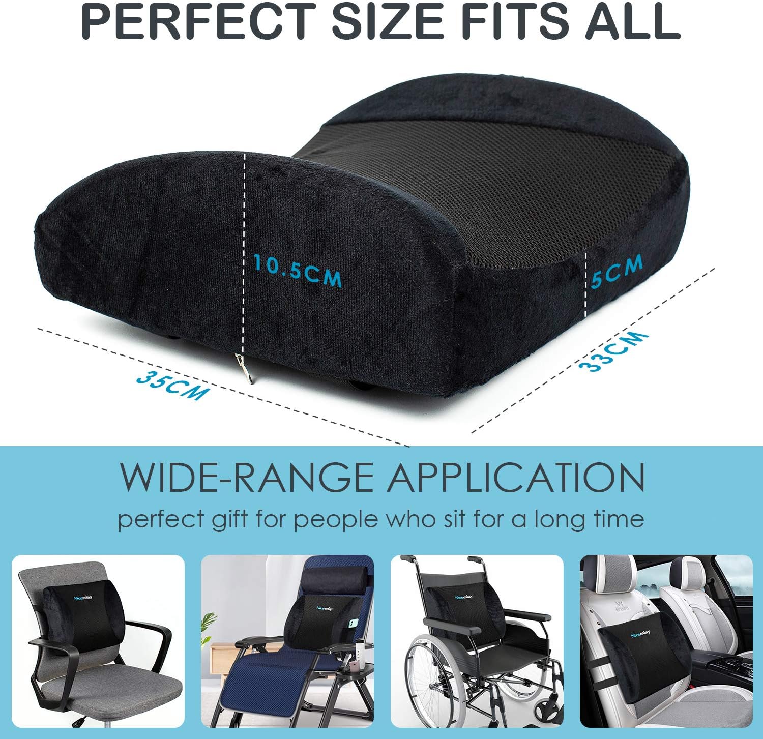 Memory Foam Lumbar Support Back Pillow Coccyx Orthopedic Cushion for Office Chair,Car,3D Mesh Lumbar Support Pillow for Reliving Lower Back Pain Pillow with Breathable Washable Cover: Kitchen & Dining