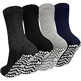 ZAKASA Non Slip Grip Socks - Non Skid Crew Grippy Socks for Men Women Anti Slip Grippers for Elderly Hospital Yoga Pilates