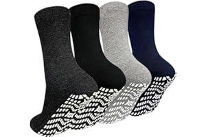 ZAKASA Non Slip Grip Socks - Non Skid Crew Grippy Socks for Men Women Anti Slip Grippers for Elderly Hospital Yoga Pilates