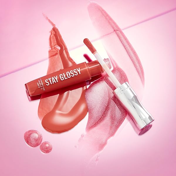 RIMMEL STAY GLOSSY LIP GLOSS – NON-STICKY AND LIGHTWEIGHT FORMULA FOR LIP COLOR AND SHINE – 143 SUNDAE BEST, .18OZ