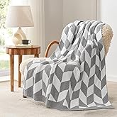 Snuggle Sac Chevron Throw Blanket for Couch, Reversible Super Soft Warm Blankets Cozy Knit Fuzzy Plush Lightweight Throws for Sofa, Bed, Camping,Grey,50x60 inches