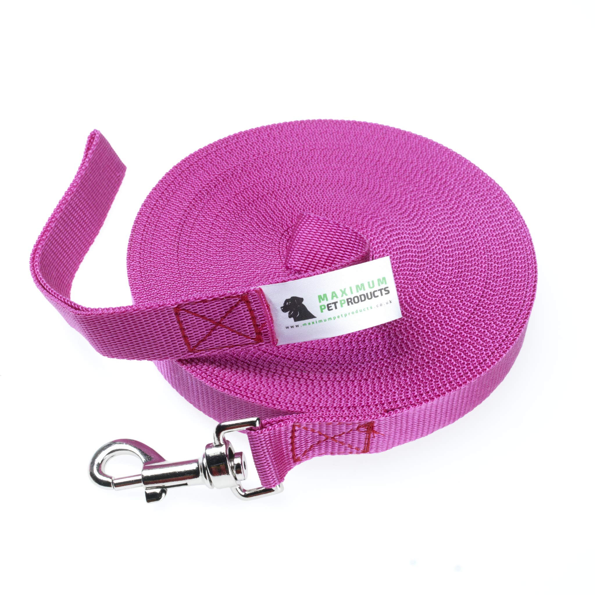 Maximum Pet Products Dog Training Lead (50ft/15m, Fuchsia)
