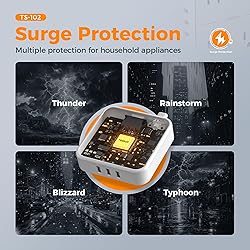 Flat Plug Surge Protector Power Strip, TESSAN 5 ft