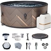 MSpa 6-Person Inflatable Hot Tub, Round Bubble Massage Spa, Champagne Gold | 138 Air Jets, Heats to 104F, 2200W PTC Heater, Drop-Stitch Walls, WiFi App Control, Auto-Filtration, All-in-One Control Box