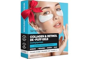 SIMPLYVITAL Under Eye Patches for Puffy Eyes and Dark Circles - Cooling Eye Masks for Women & Men with Collagen, Hyaluronic Acid & Retinol - Depuffing Undereye Mask Patches - Parches Para Ojeras - 15 Pairs