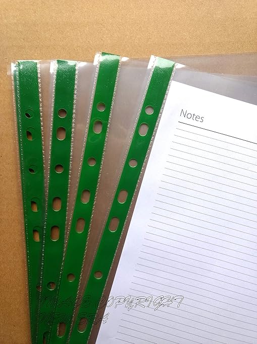 A4 Glass Clear Punched Pockets Heavy Duty Strong Filing Green