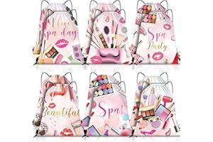 Equsion 12 Pcs Spa Party Favor Bags Drawstring Backpack Spa Party Gift Bags Supplies for Girls Women Makeup Birthday Decorations Salon Baby Shower Decorations, 12 x 10 Inch