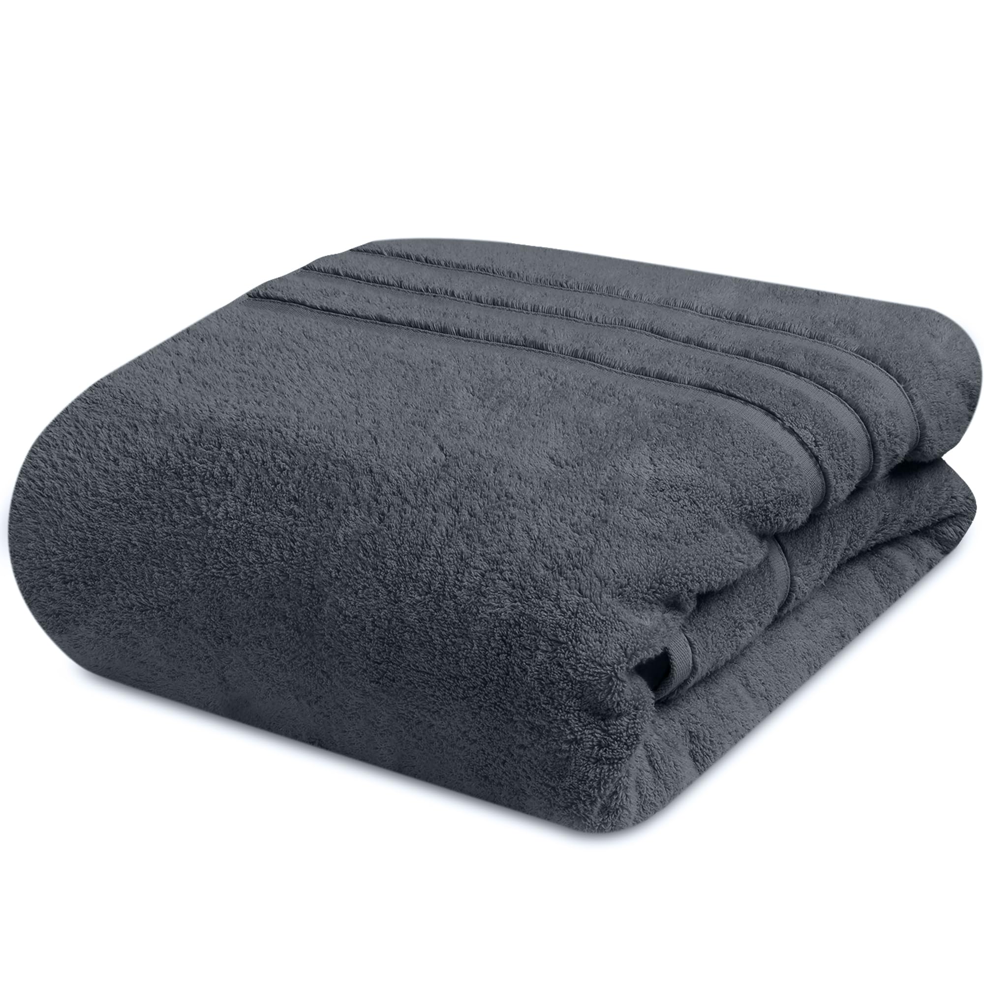 Towelogy Extra Large Bath Towels for Adults 90x140cm 100% Egyptian Cotton Zero Twist Absorbent & Super Soft Hotel Quality Bath Sheet | Ecofriendly Oeko-Tex Certified (Charcoal, 1)
