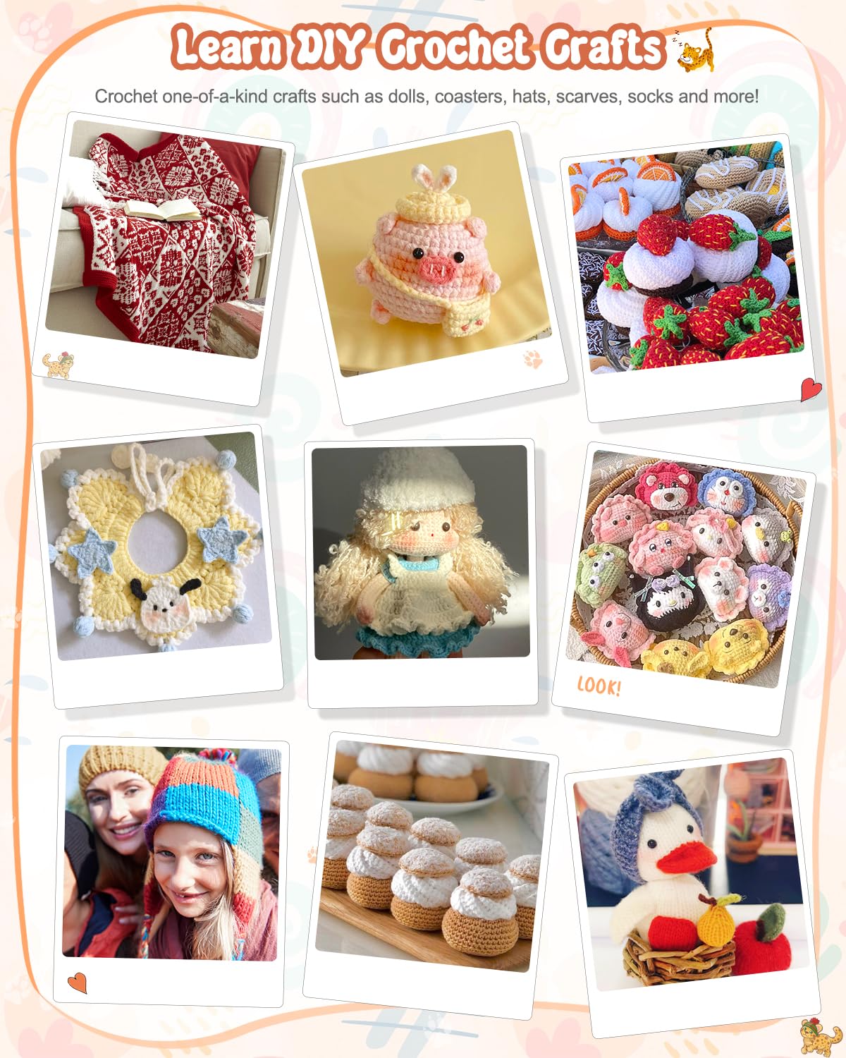 Coopay Crochet Kit Beginners Crochet Hook Set with Crochet Yarn,58PCS Portable Crochet Set Ergonomic Crochet Hooks Travel Knitting Crochet Supplies