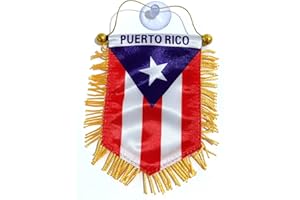 PRK 14 Puerto Rico Small Mini Flag Banner Rearview Mirror Boricua Puerto Rican flag Fringed Window Hanging