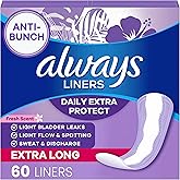 Always Panty Liners for Women Xtra Protection 3-in-1 Daily Liners for Women, Extra Long, Scented, 60 Count