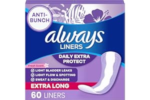 Always Daily Extra Protect Liners, Extra Long Length, Scented Panty Liners, 60 Count