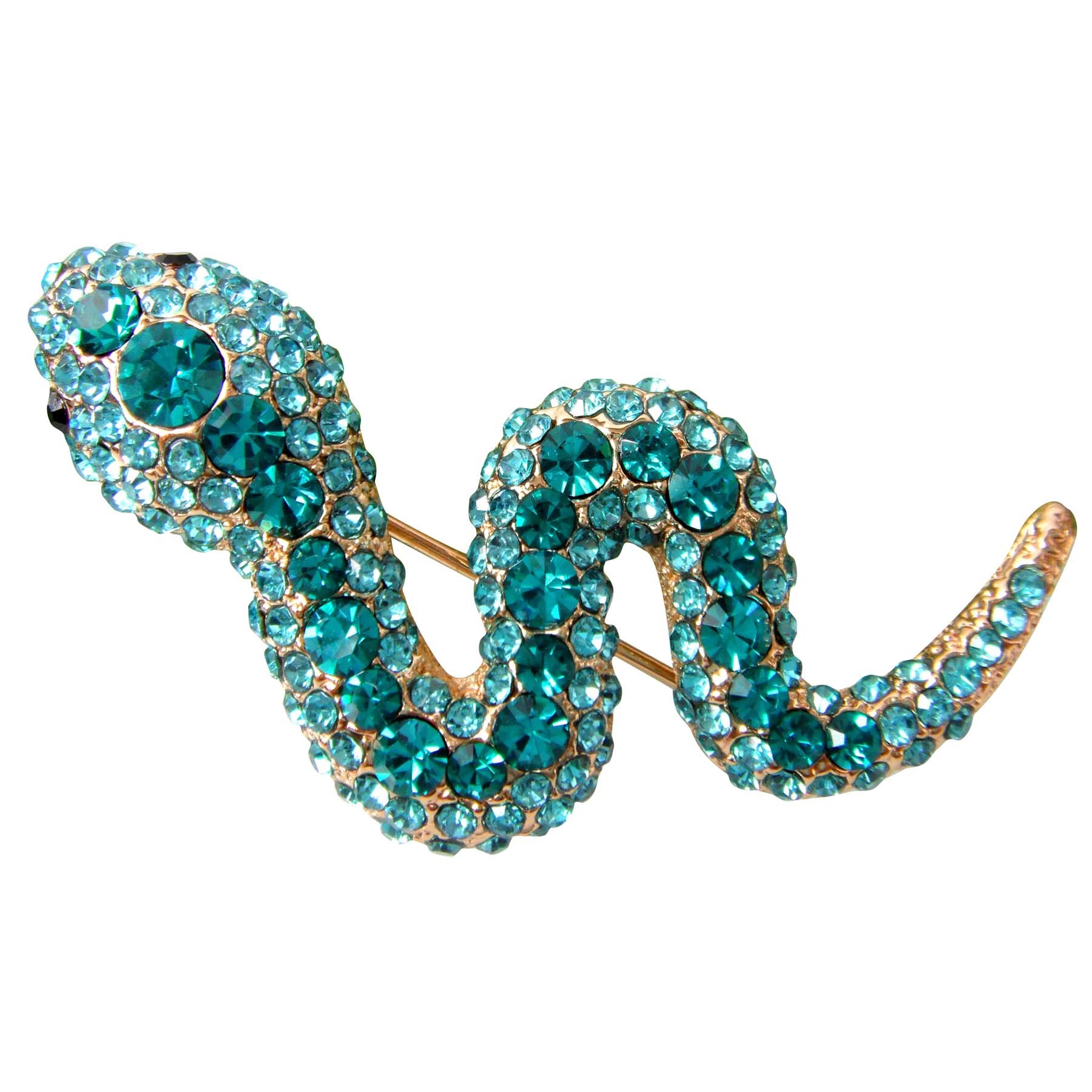 Navachi 18k Gold Plated Blue Crystal Snake Az7364b Brooch Pins