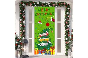 IMISHM Christmas Door Decorations Christmas Door Cover Christmas Door Banner Christmas Front Door Decorations For Christmas Winter Holiday Christmas Eve Party Decorations