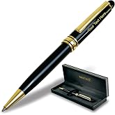 FANSTIK Customized BallPoint pen with name (MADE IN USA), stainless steel, black and gold, luxury engraved pen personalized for men and for women. (BallPoint Black-Gold)