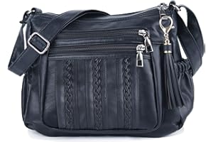 ELDA Purses for Women Pocketbooks Soft PU Leather Ladies Crossbody Purse Multi Pocket Shoulder Bag