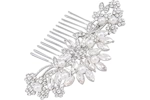 Hapibuy Crystal Wedding Hair Comb Bridal Hair Comb Pearl Wedding Headpiece Sliver Hair Accessories