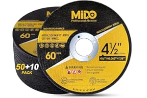 MIDO Professional Abrasive 60 PCS Cut Off Wheels Angle Grinder Cutting Disc 4-1/2" x .045" x 7/8" Ultra Thin Cut Off Wheel for Metal