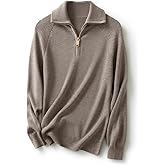 Ciovkis Women's Merino Wool Blend Sweater 2025 Fall Winter Trendy Polo V Neck 1/4 Zipper Long Sleeve Knit Pullover Sweater