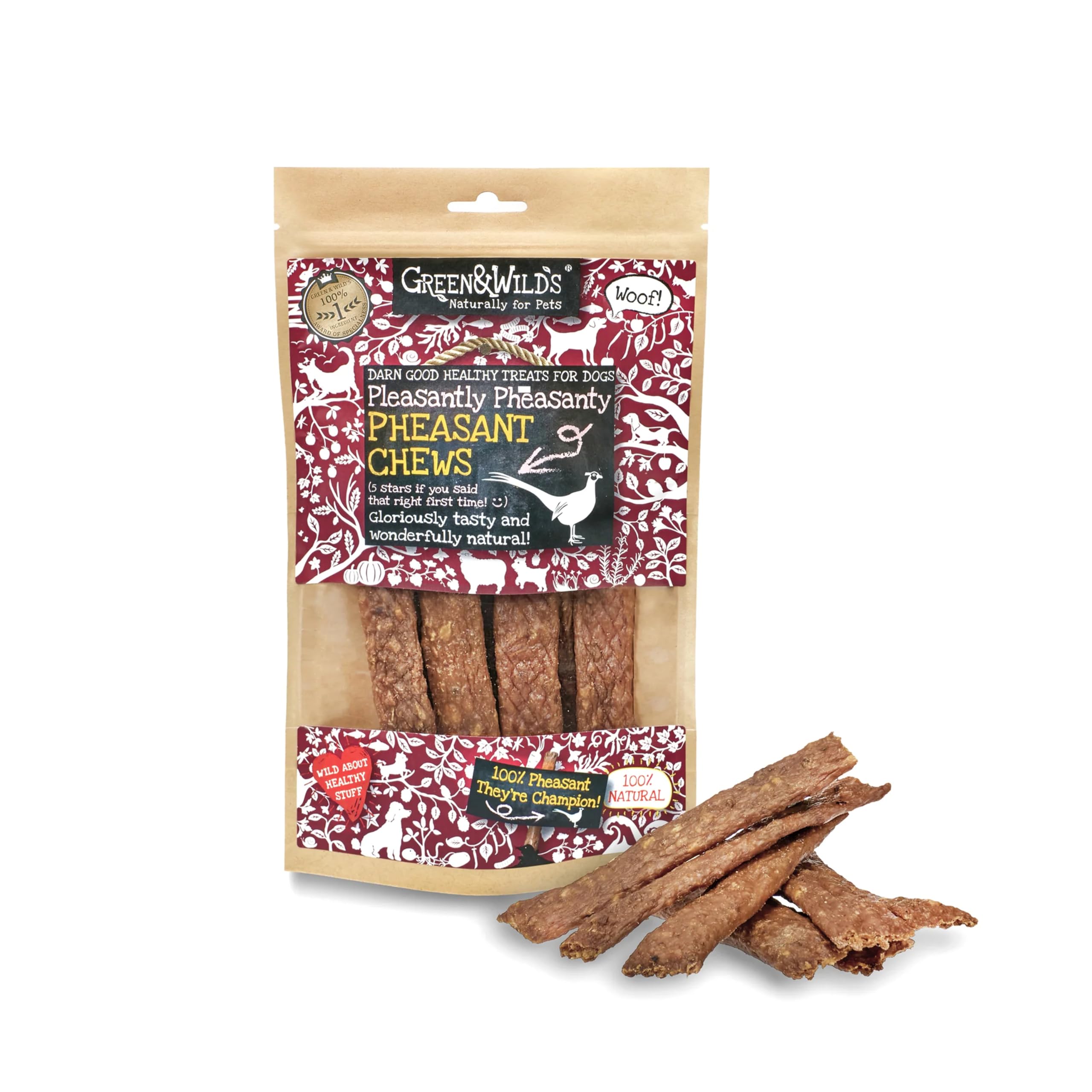 Green & Wilds Eco-Friendly Natural Dog Treats - Pheasant Chews