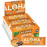 ALOHA Organic Plant Based Protein Bar | Peanut Butter Chocolate Chip, 12 Ct | 14g Plant-Based Protein, 10g Fiber, 5g Sugar | No Sucralose or Stevia | Non-GMO, Vegan &amp; Dairy Free