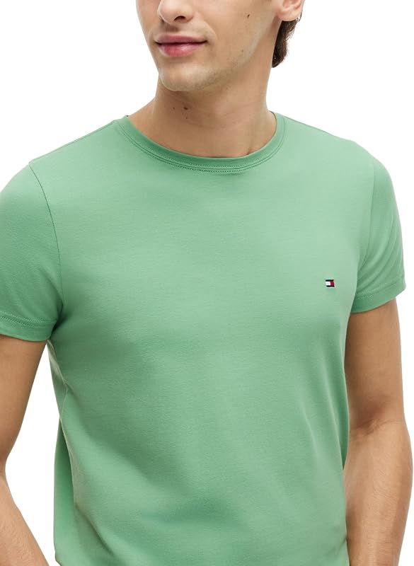 Herren T-Shirt Kurzarm Stretch Slim Fit mit Rundhalsausschnitt, Türkis (Cut Grass), S