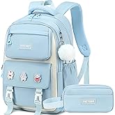 AO ALI VICTORY Backpack for Women Girls Set with Pencil Case 15.6 Inch Laptop School Bag Kids Elementary College Backpacks