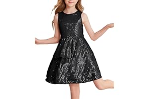 Danna Belle Girls Sequin Dress Sleeveless Party Birthday Dual-Layer Dresses 6-14