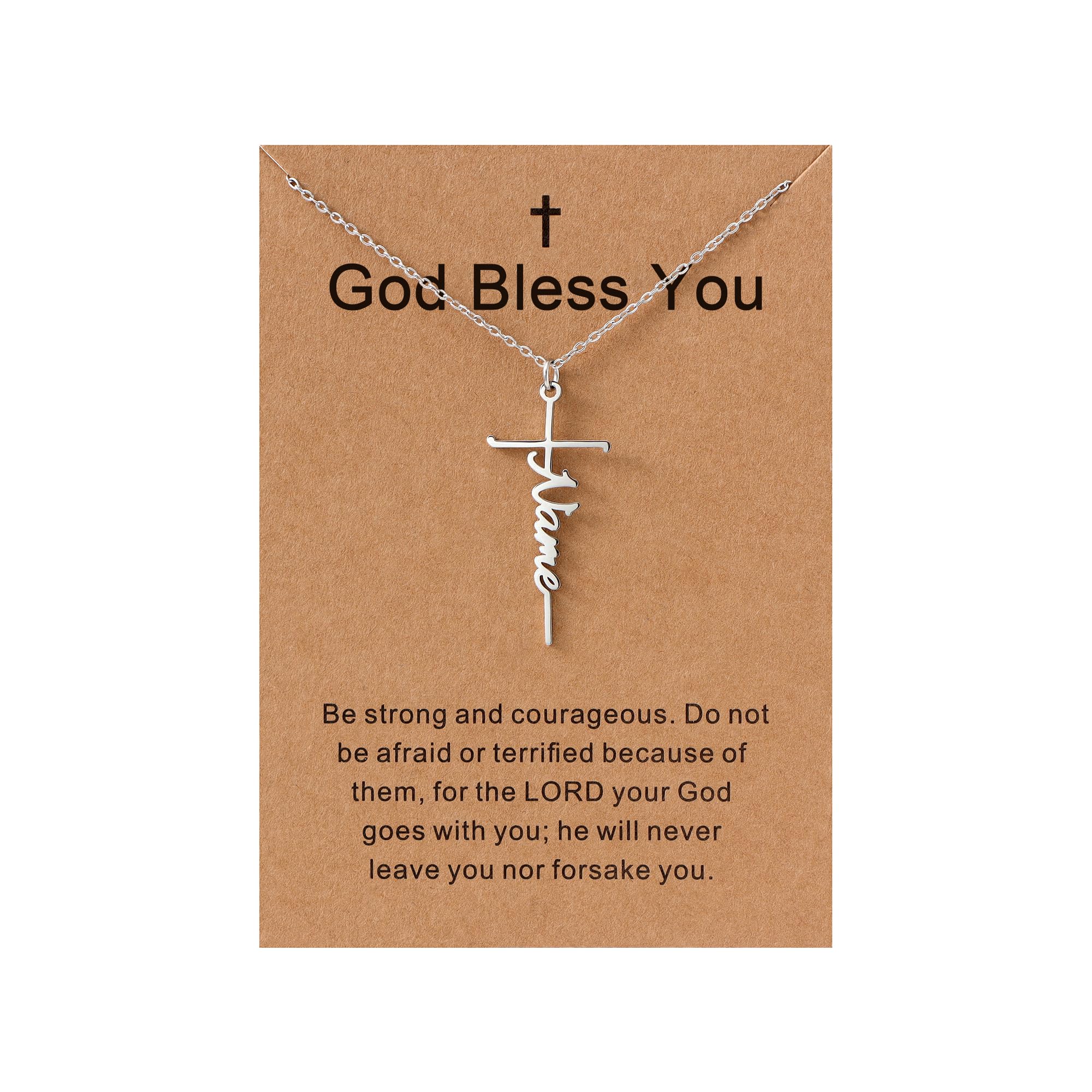Lcherry Name Name Cross Necklace Personalized