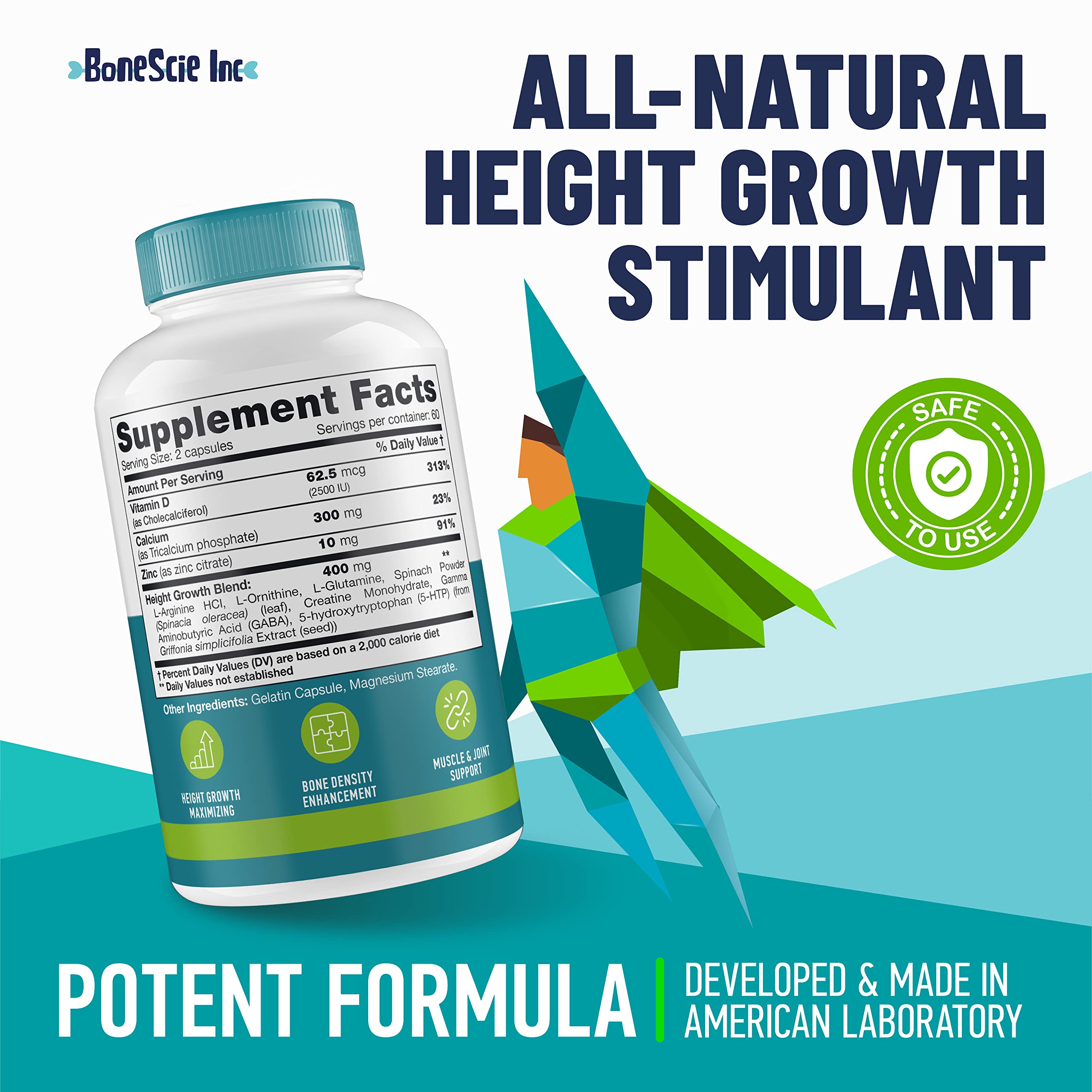 Height Growth Maximizer - Made in USA - Natural Height Increase Booster & Bone Growth Pills - Grow Taller Supplement for Adults, Teens & Kids - Vitamins for Boys & Girls to Get Taller - 120 Capsules