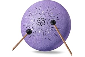 PUJONI Steel Tongue Drum 6 Inch 8 Notes Musical Instruments Gifts for Family Friends (Lavender)