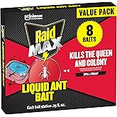 Raid MAX Liquid Ant Killer Baits, Indoor &amp; Outdoor Use, 8 Count | Kills the Queen and Colony, Insect Repellent &amp; Pest Control