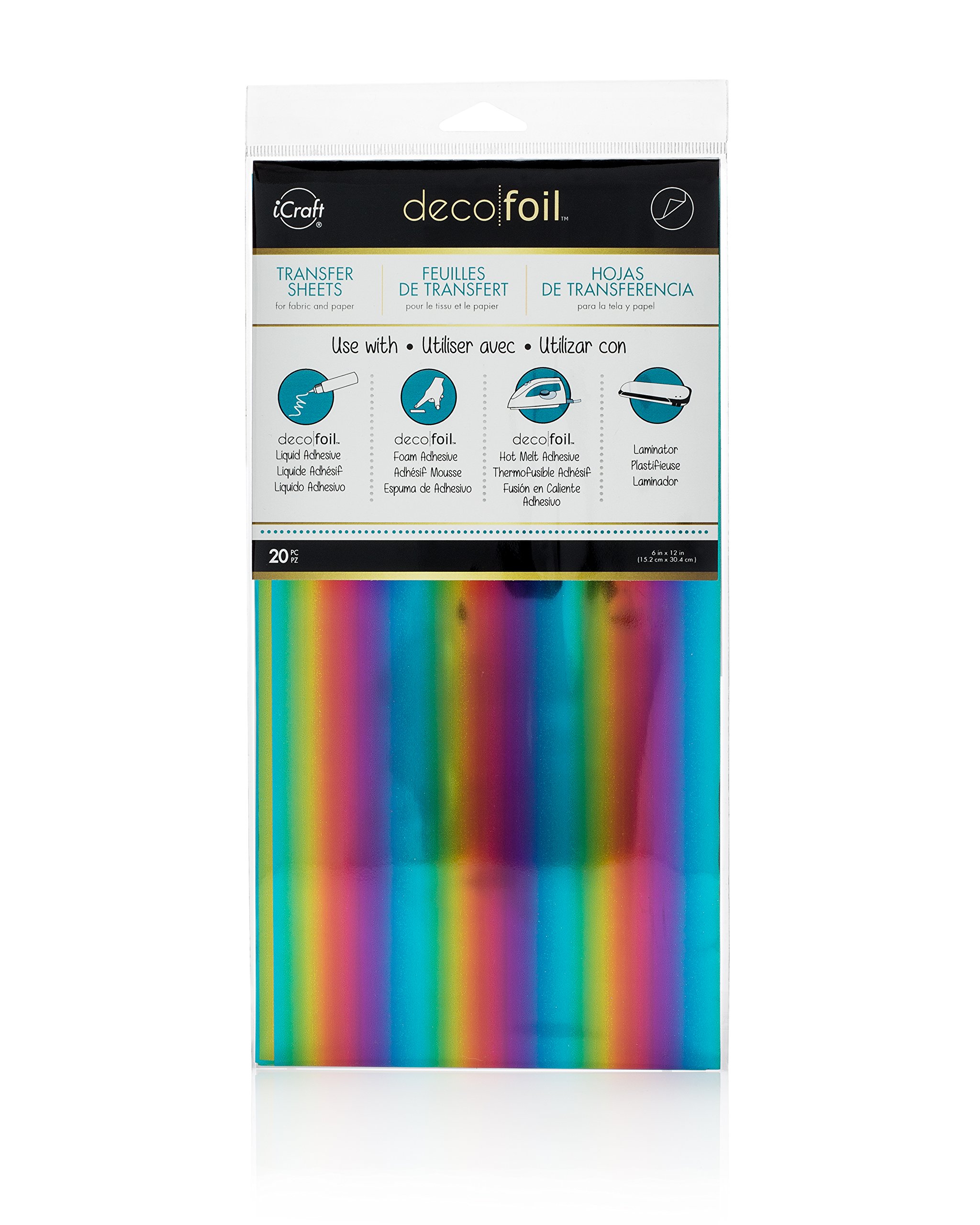 Thermoweb Deco Foil 6 X 12-inch 20/Package Rainbow, Acrylic, Multicolour, 0.1x6.5x13.5 cm