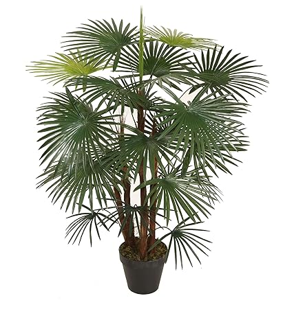 Homescapes Kustbaum Kunstpflanze Grün Immergrüner Rhapis Kunstpalme 90 cm hoch