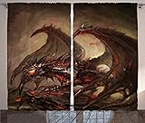 Ambesonne Dragon Curtains, Majestic Molten Demonic