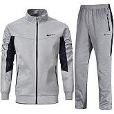BGOWATU Men's Tracksuits 2 Piece Running Jackets Athletic Pants Sports Suit with Zipper Pockets