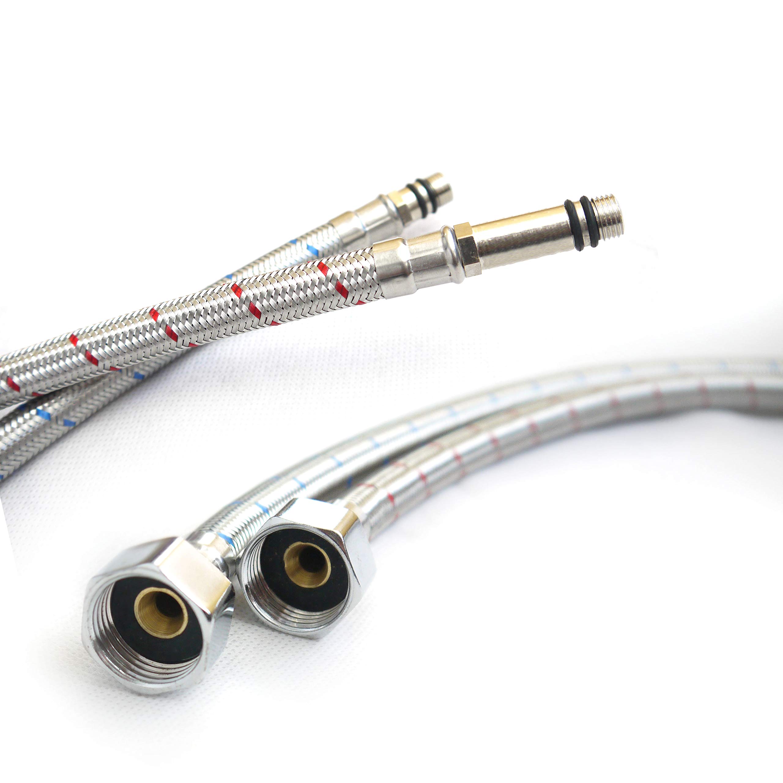 Xcel Home™ 2 Pipes (Pair) x 12mm (M12) x1/2 BSP (300mm) |5 Lengths| Flexi Tap Connectors | DIY Kitchen Sink/Bathroom Basin Monobloc Mixer Replacement Flexible Pipes Tails (Long Male End) — image 1