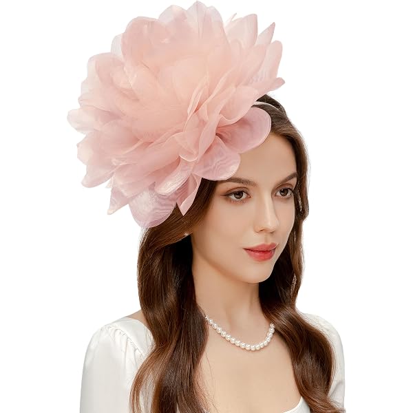 Amazon.com: TLMNU Sinamay Fascinator Hat Floral Feather  display picture 2