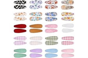Nydotd 40pcs Girls Hair Clips Floral Print 2.2 inch Baby Toddler Snap Hair Clips Flower Patterns Wrapped by Cloth Hair Barret