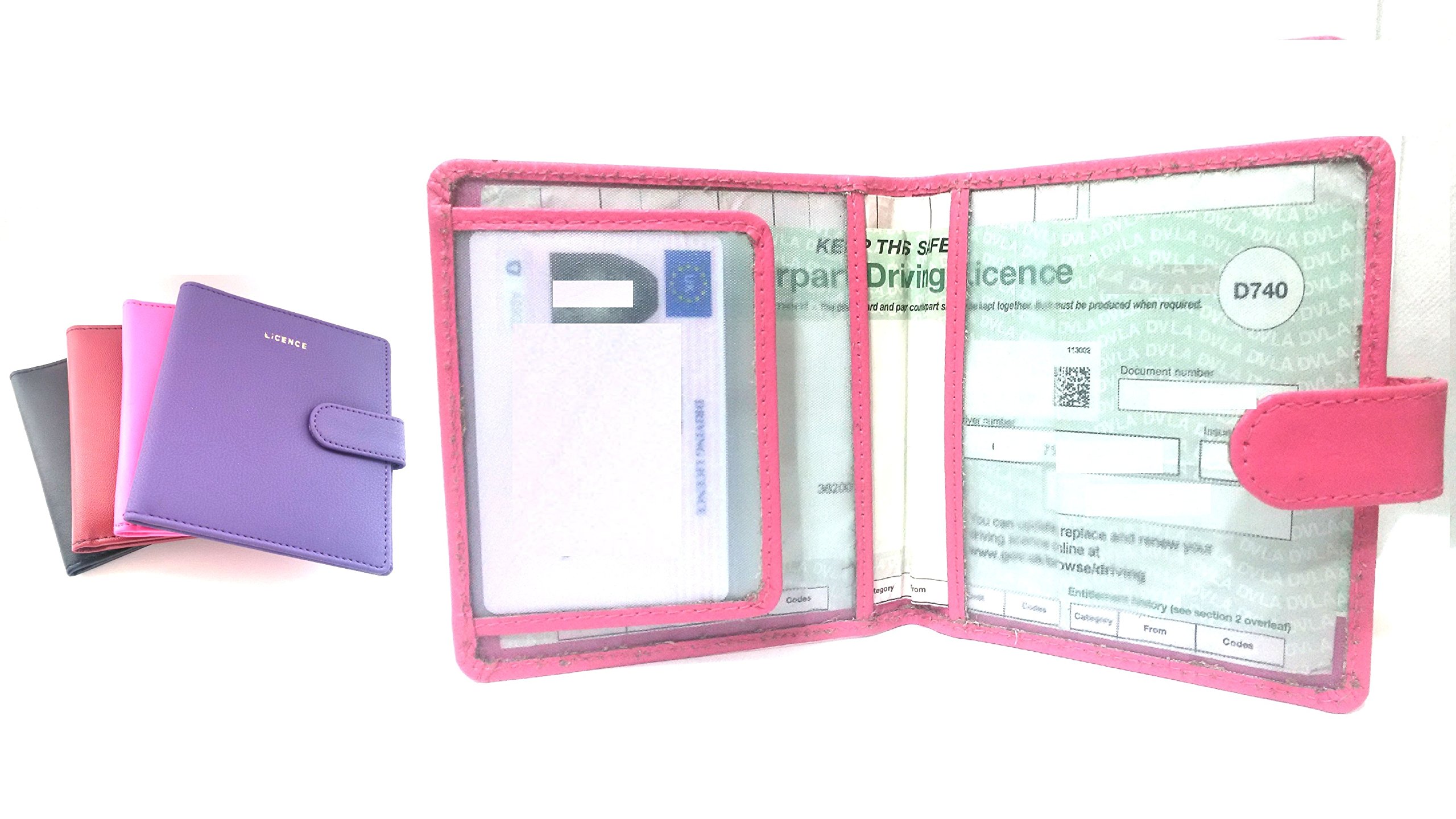 AKSHIDE Looped Leather Driving Licence Holder/Driving Licence Cover/Wallet/Protector (Black) H (Pink)