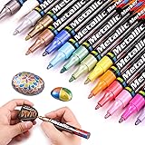 Dyvicl Metallic Markers Paint Markers, Broad Tip Paint Pens for Rocks, Halloween Pumpkin, Wood, Fabric, Glass, Ceramics, Meta