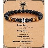 QWNHONEY Cross Bracelet for Men Son Brother Boyfriend Father Dad Husband Father's Day Birthday Christian Religious Faith Graduation Anniversary Christmas Jewelry Gift for Man