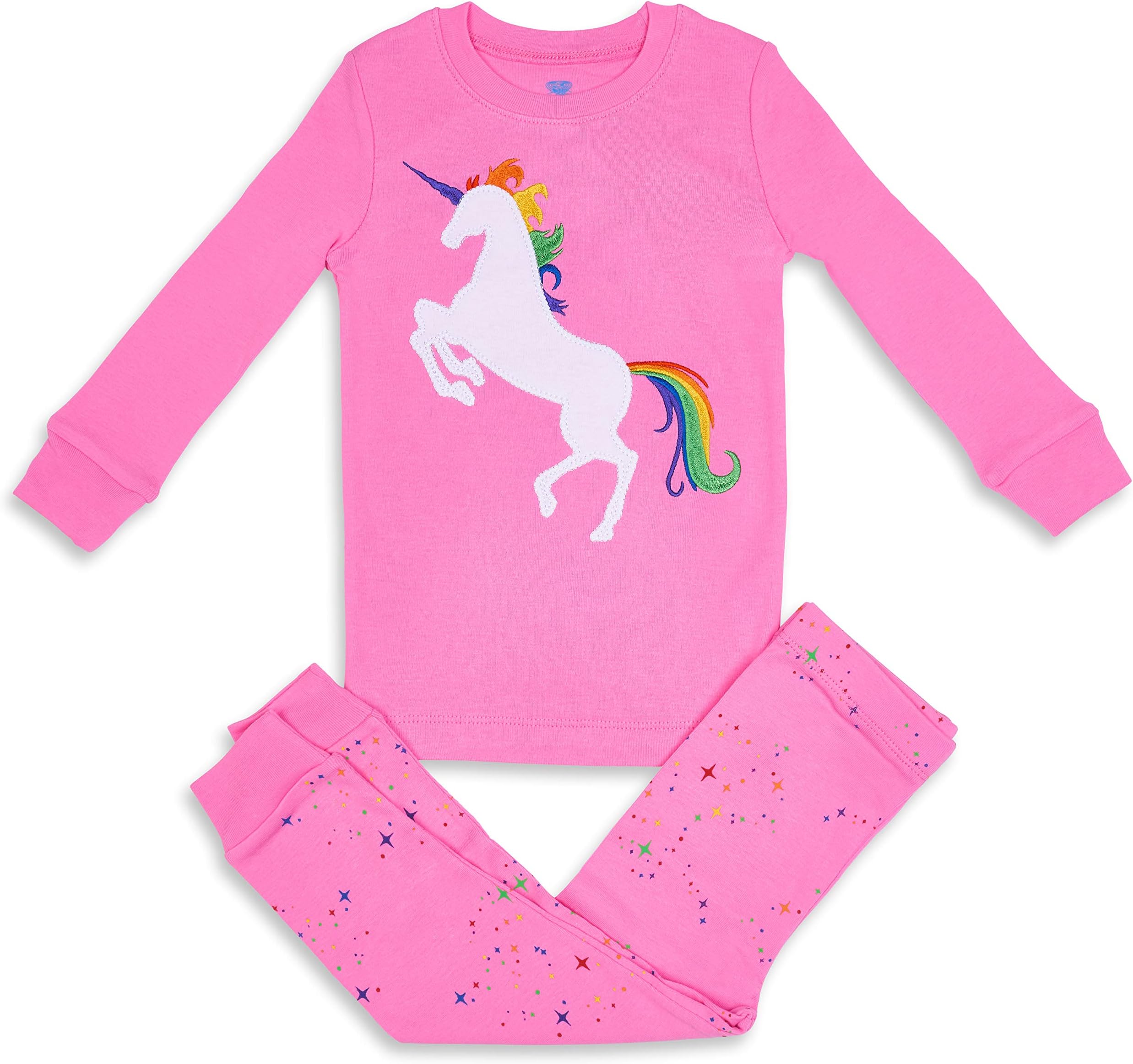 Bluenido2 Piece Kids & Toddler Girl Pajamas - 100% Cotton Fleece Girls Pjs - Tag Free Sleepwear, Pajamas for Girls (12M-8Y)